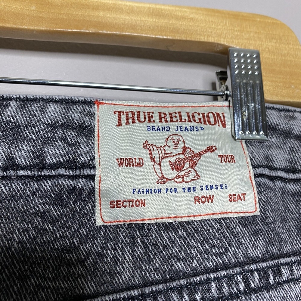 True Religion Vintage Style Charcoal Wash‎ Denim Cargo Midi Skirt Slit Front 27 - Picture 11 of 16